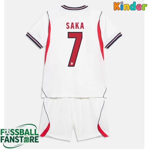 England Bukayo Saka #7 Replik Heimtrikot Kinder WM 2026 Kurzarm (+ Kurze Hosen)